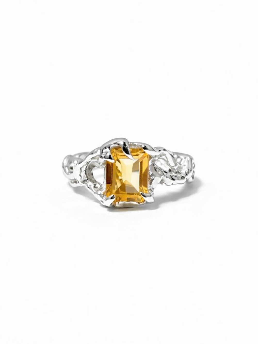 Nhẫn bạc 925 thiết kế thủ công KARA RING đá Citrine tự nhiên